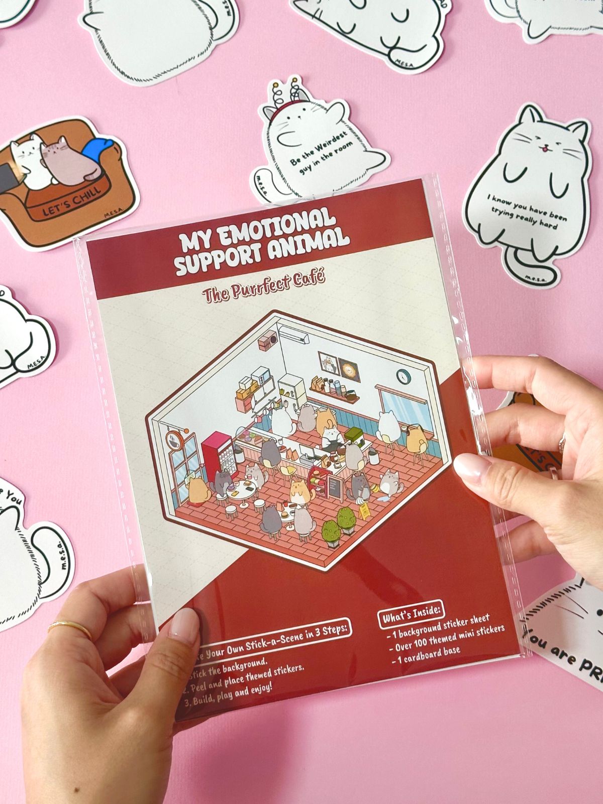 MESA’s Stick-a-Scene Combo: The Purrfect Café & The Office Stickers