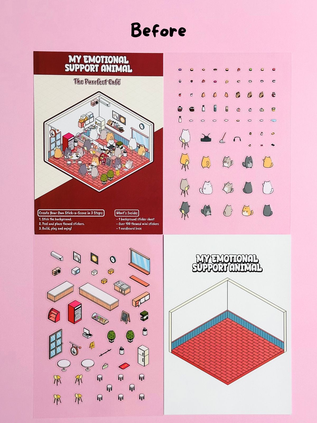 Purrfect Café & Office Stick-a-Scene Combo: Cat-Themed Sticker Playset